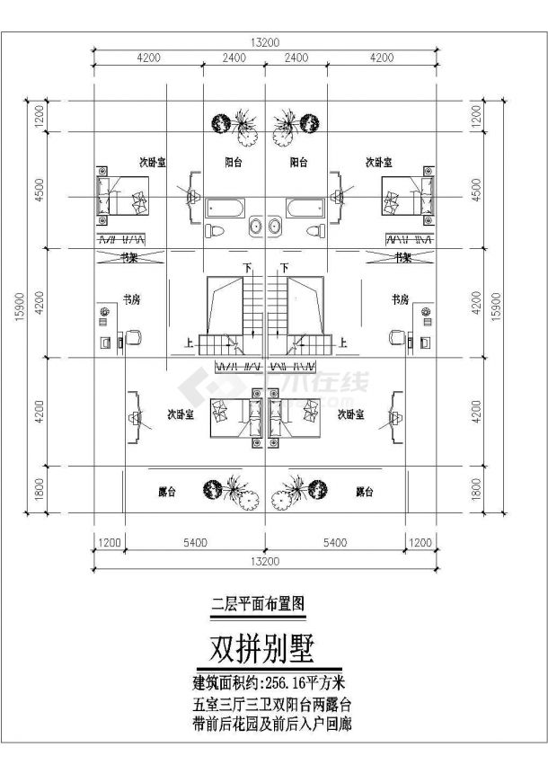 某地小三层现代联拼别墅建筑施工图-图二