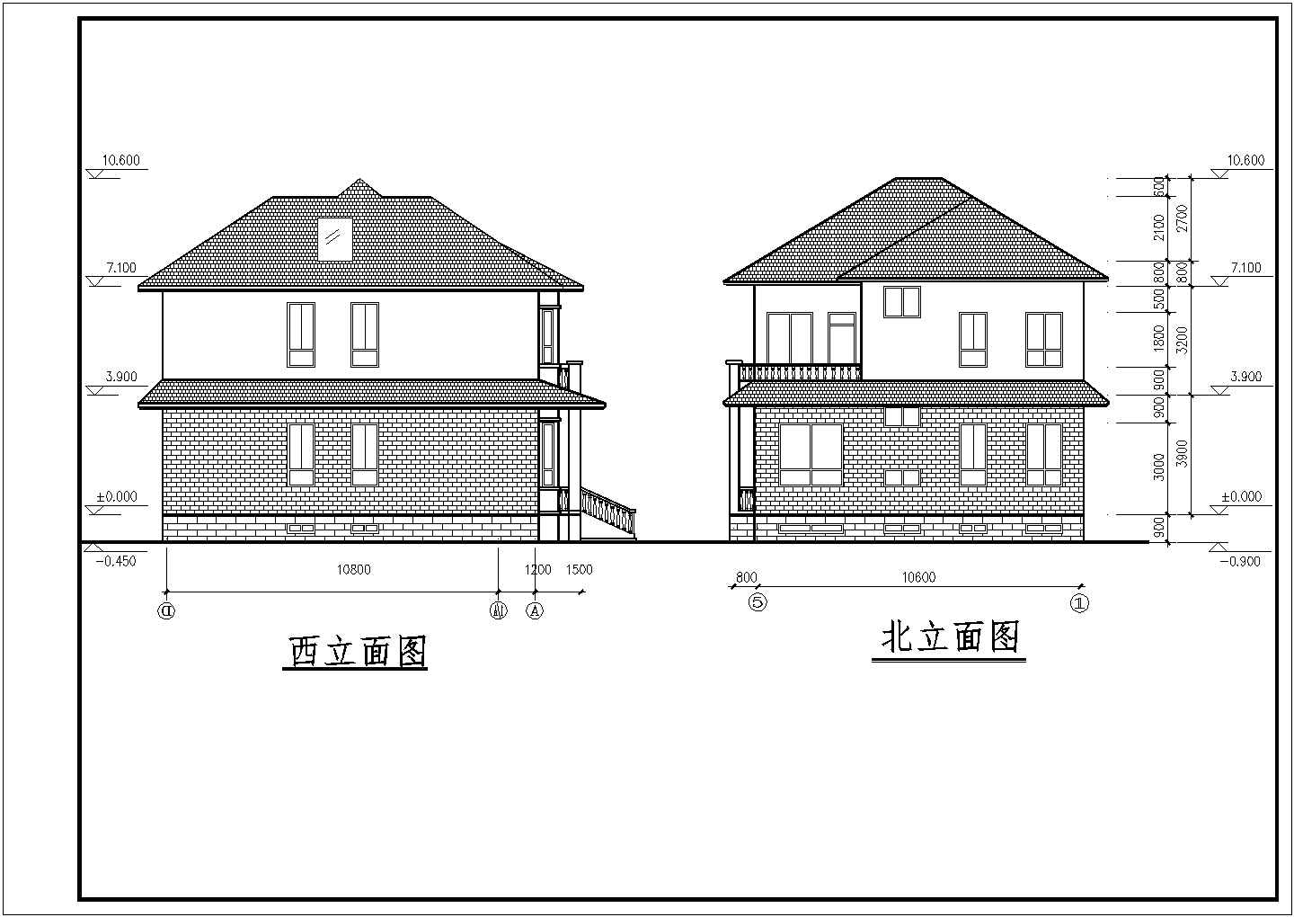 山东某现代多层别墅设计方案CAD图纸