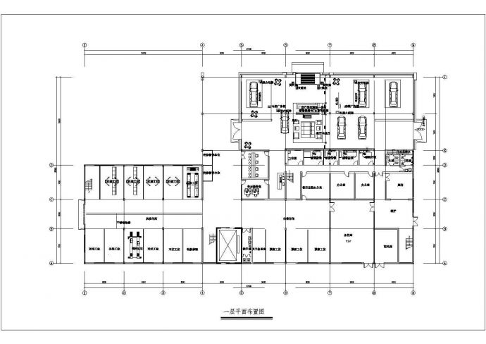 双层4S汽车店建筑CAD布置图_图1