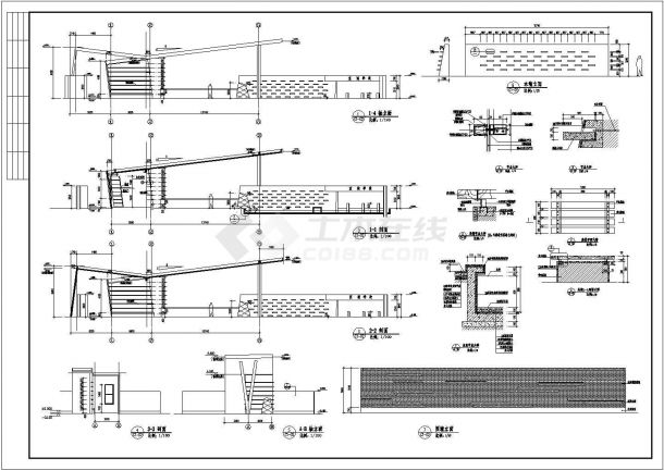 某地区大门建筑CAD设计施工详图-图二