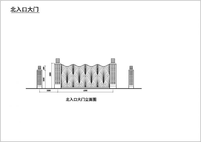某地区大门建筑设计方案CAD施工图_图1