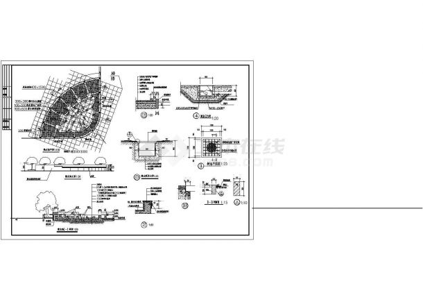 某地区园林设计叠水池CAD施工详情图-图一
