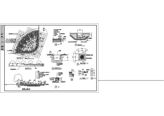 某地区园林设计叠水池CAD施工详情图_图1