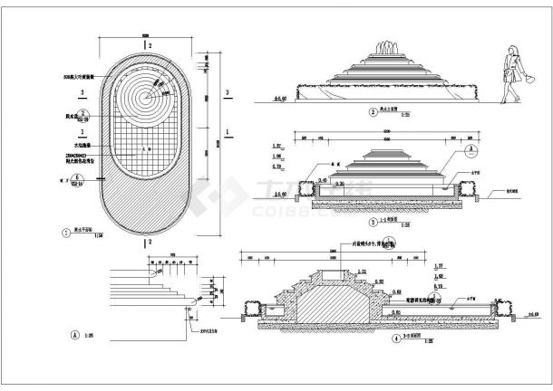 某地区跌水花坛设计CAD施工详图-图一