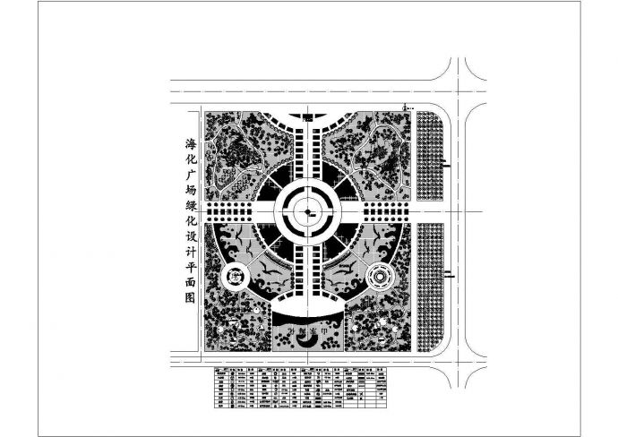 某地区海化广场绿化设计施工CAD图_图1