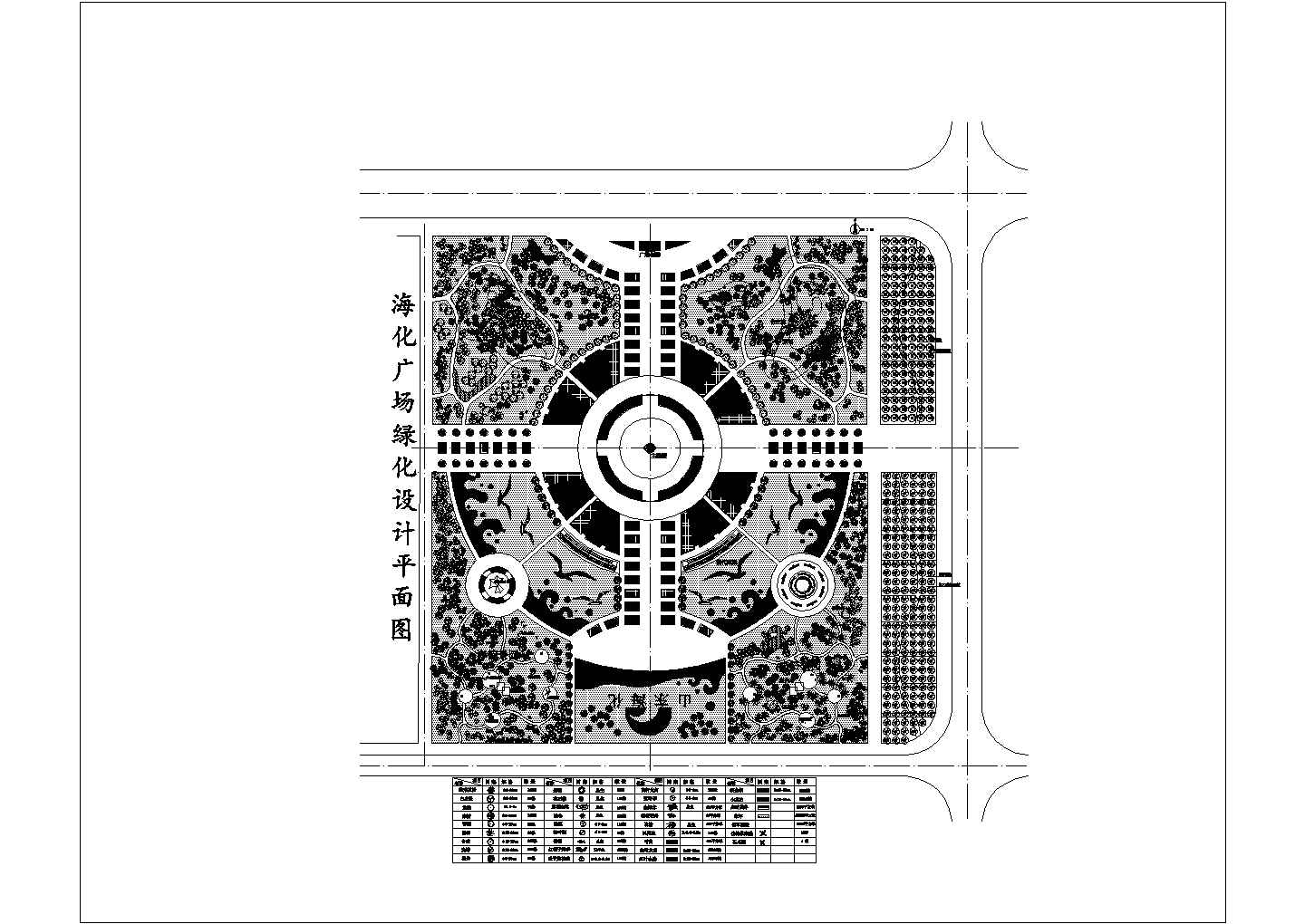 某地区海化广场绿化设计施工CAD图