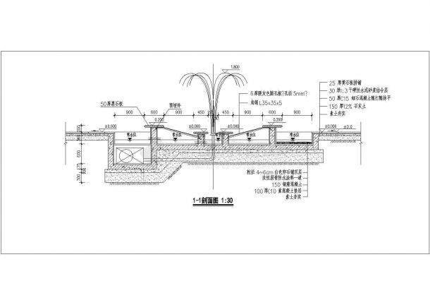 某地区广场水景喷泉设计施工详情图-图二