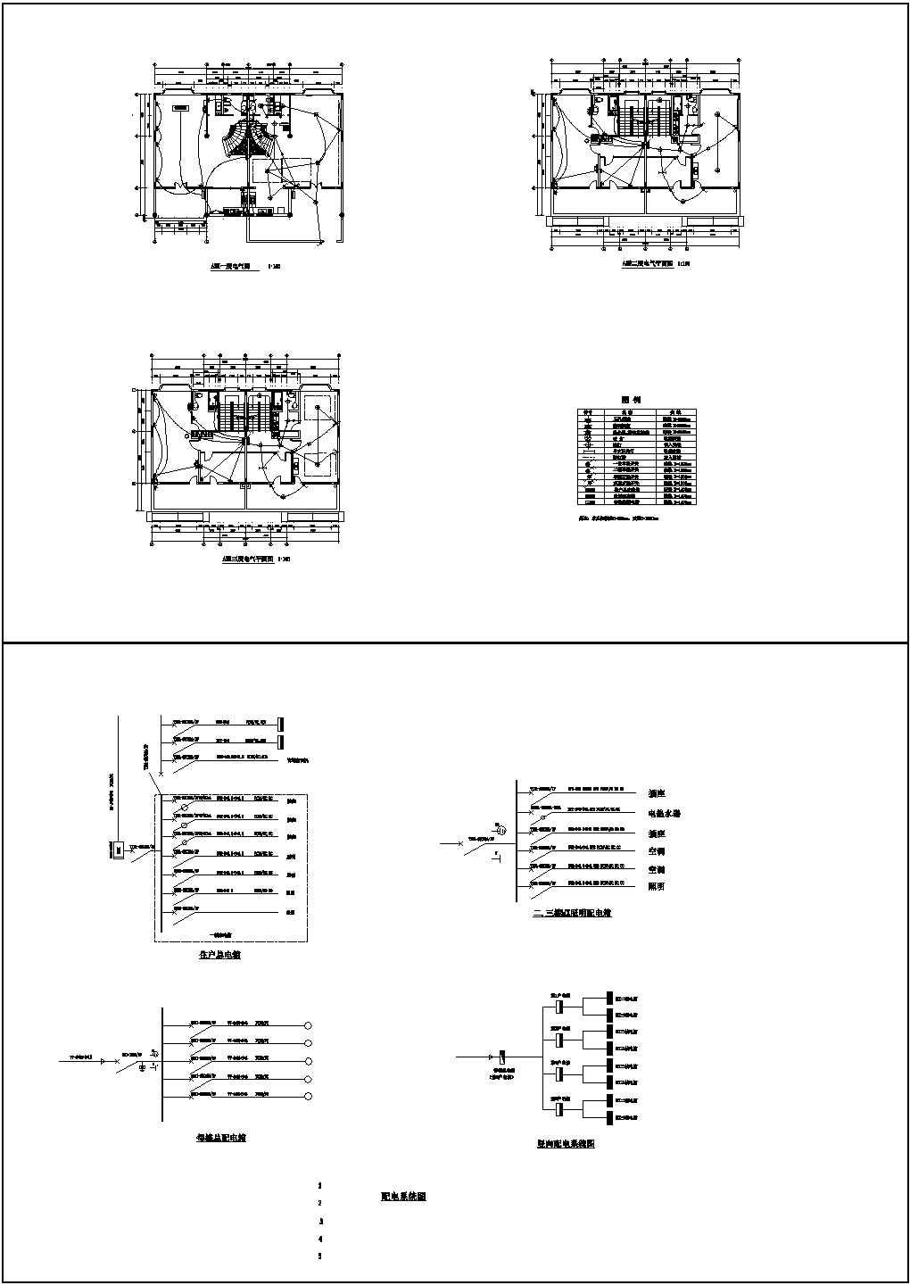 三层别墅电气施工图纸设计