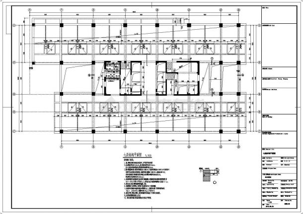 23层局部型钢混凝土斜柱框架核心筒结构商务酒店结构施工图（含建施）-图二