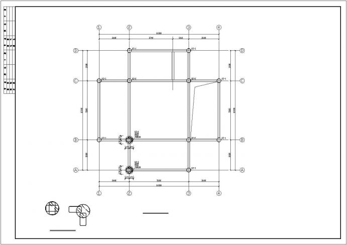 三层框架结构亭子结构施工图（含建筑图）_图1