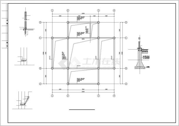 三层框架结构亭子结构施工图（含建筑图）-图二