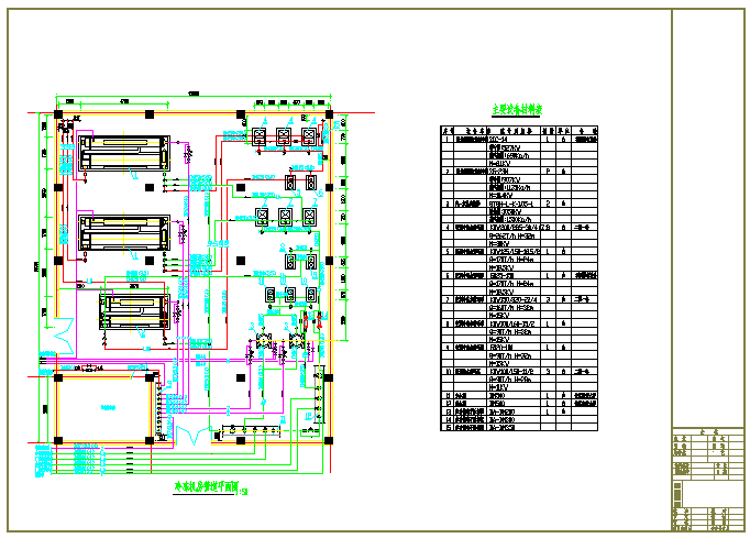 某地区冷冻机房的设计图（含材料表）_图1
