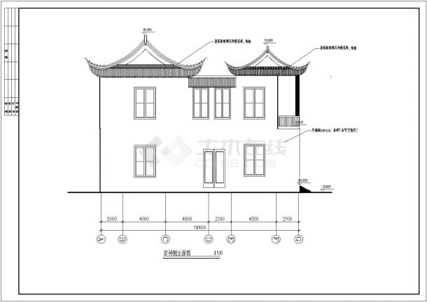 徐州市某县某处宗祠CAD建筑设计图-图二