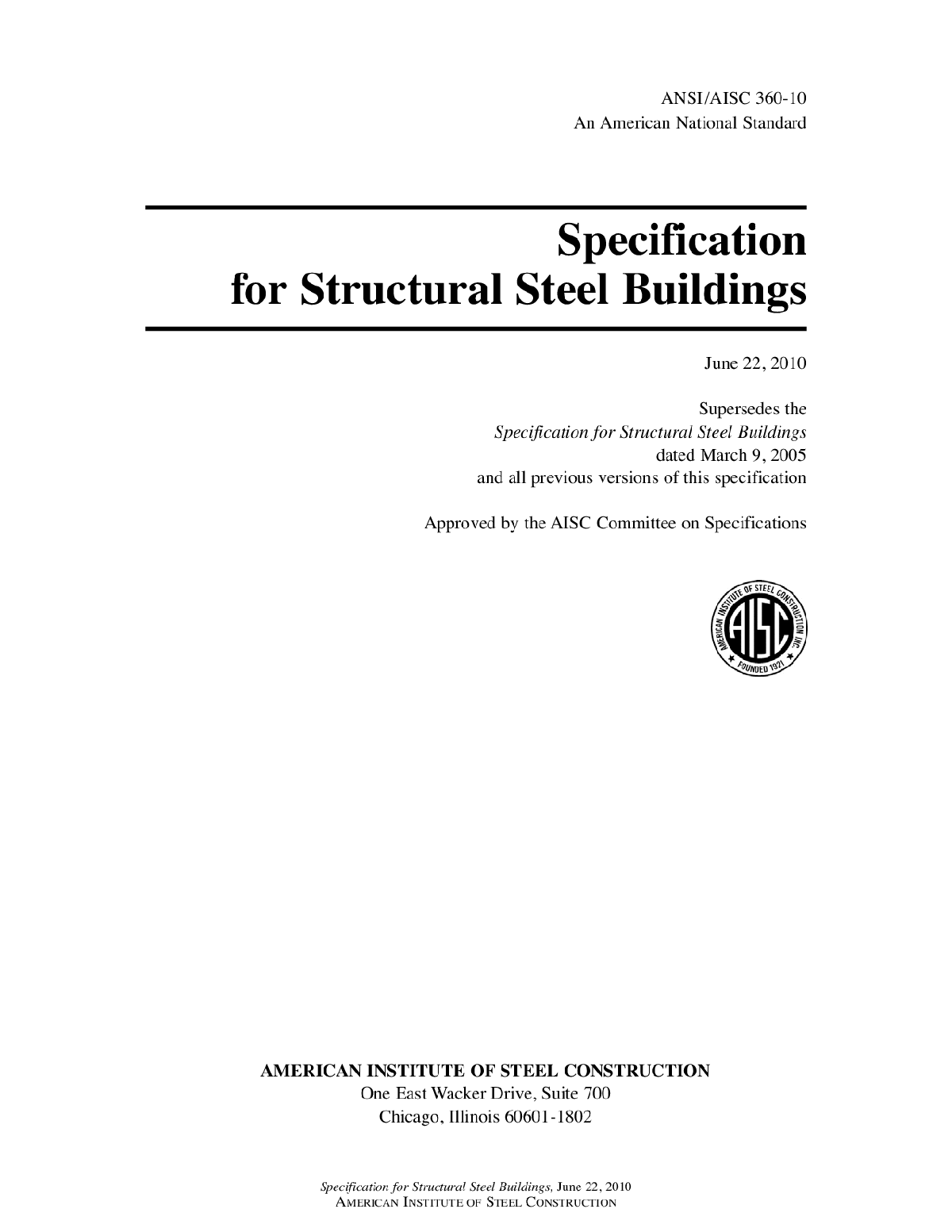美国钢结构设计规范ASCI-2010-图一