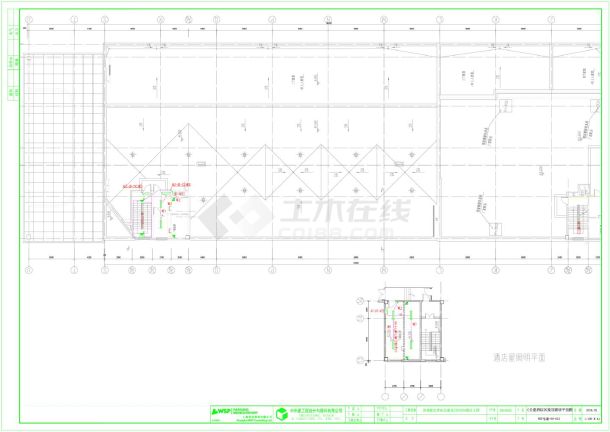 酒店工程夹层与顶层照明平面图CAD-图一