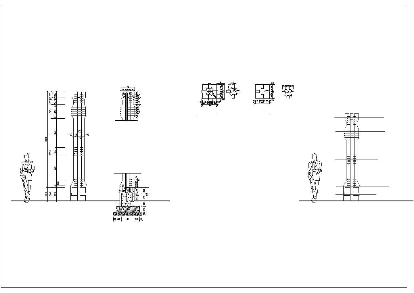 商住区灯柱CAD设计详图