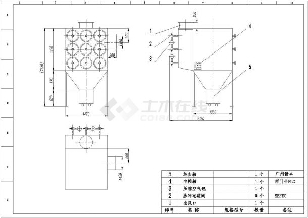 江苏某地区工厂除尘器标准大样设计cad图-图一