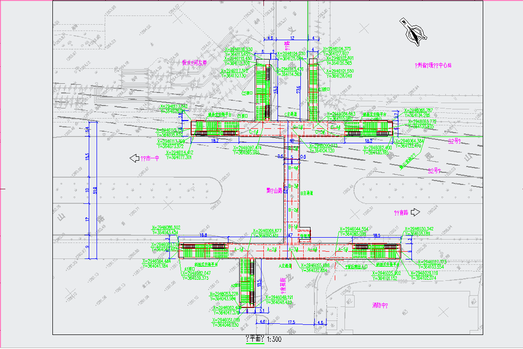 某地人行地下通道工程总平面图CAD图纸