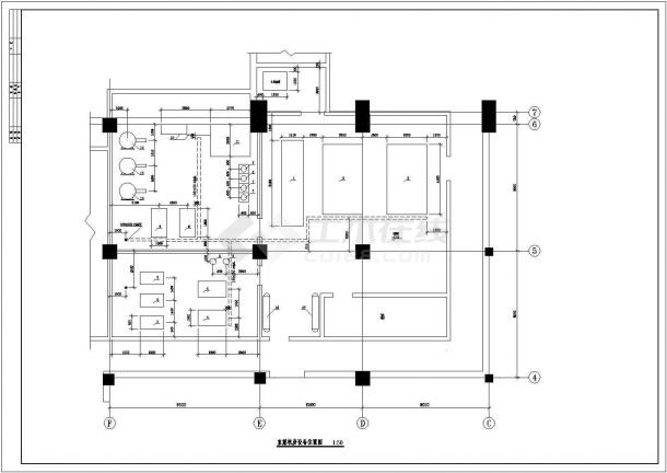 某地区小型直燃机房平断面施工设计图-图二