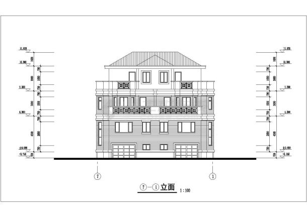 某地区三层双拼别墅建筑设计方案图纸-图二