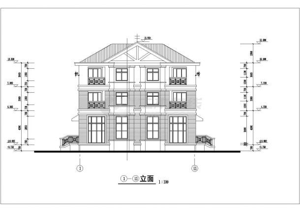 某地区三层双拼别墅建筑设计施工方案图纸-图二