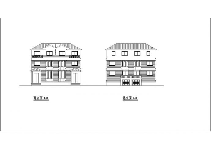 某地区三层带夹层双拼别墅建筑设计图_图1