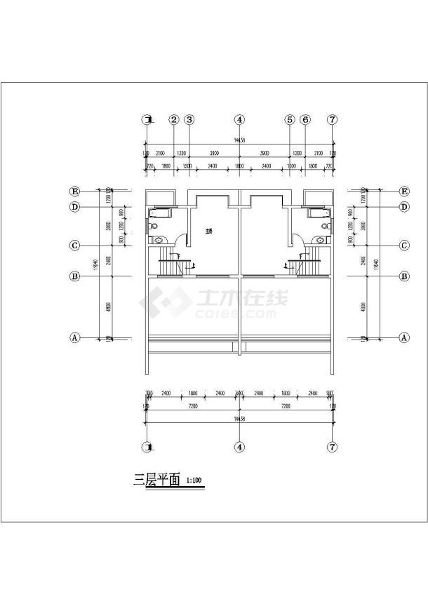 某地区三层带夹层双拼别墅建筑设计图-图二