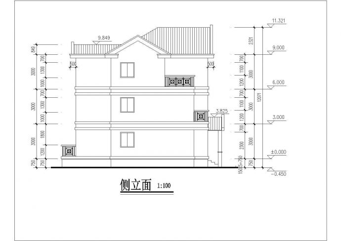 某地区三层双拼别墅建筑完整设计方案图_图1
