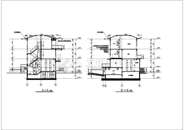 某地区地下1地上3层双拼别墅设计图-图二