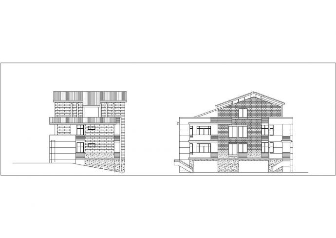 某地区四层双拼错层别墅建筑设计图_图1