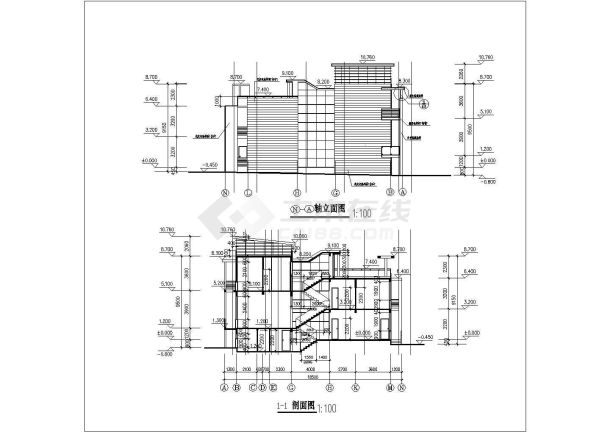 某地三层联排别墅住宅建筑施工方案图-图一