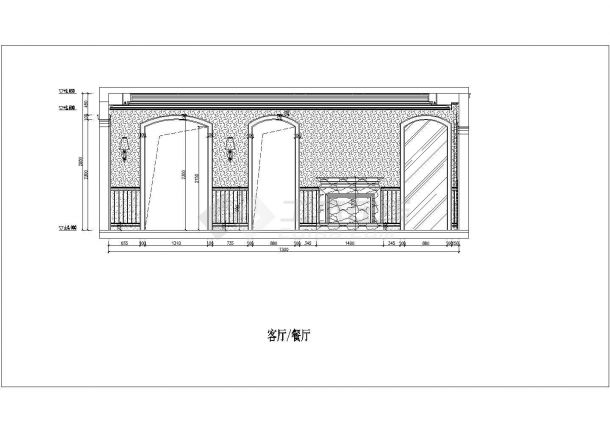 【天津】田园风格三室两厅样板房室内装修设计施工图-图二