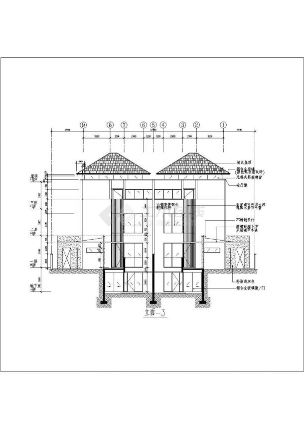 某地区三层双拼豪华别墅建筑设计图-图一