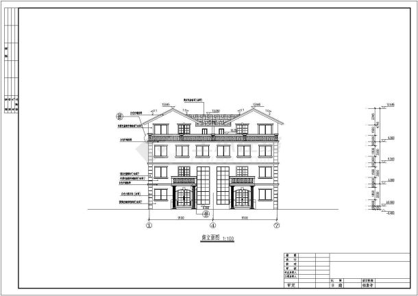 某地区三层双拼阁楼别墅建筑设计施工图-图一