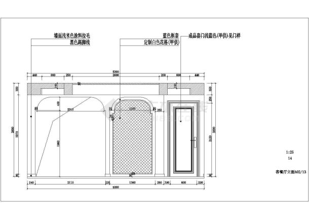 地中海风格三室两厅室内设计施工图（附效果图）-图二