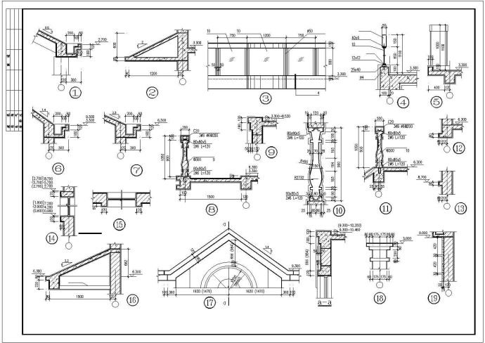 常用楼梯、阳台、门窗及檐口大样cad图_图1