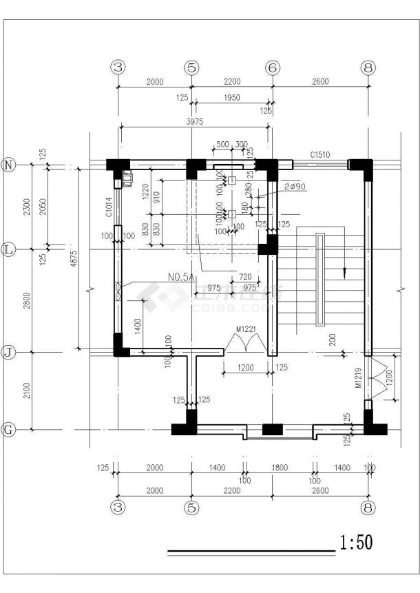 电梯间及管道井机房cad平面装修施工图-图二