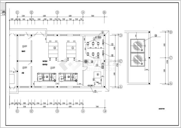 无锡某地区空调制冷机房设计cad施工图-图二