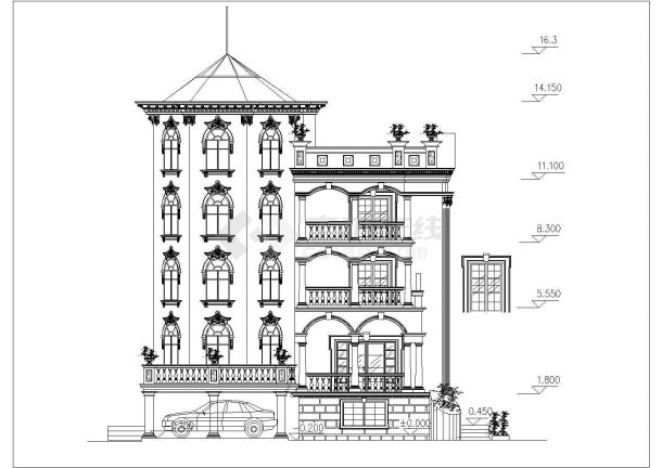 某地现代风格经典别墅建筑施工图纸-图二