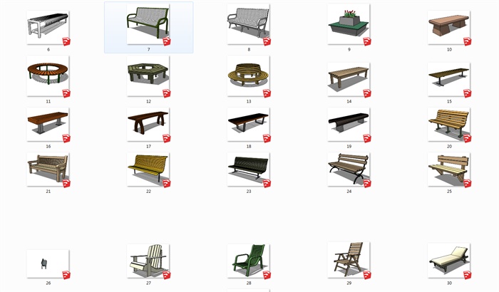 2015年最新45款园林景观户外座椅su模型合集（不含施工图）