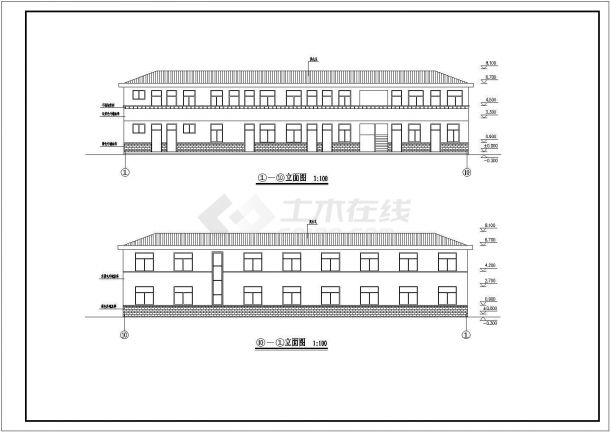 淄博市市中心某商业会所CAD建筑图-图一