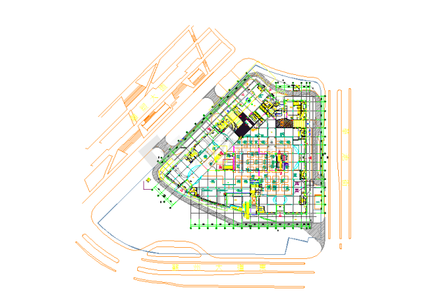 某高层百货商业建筑周边景观设计施工图（带效果图）-图一