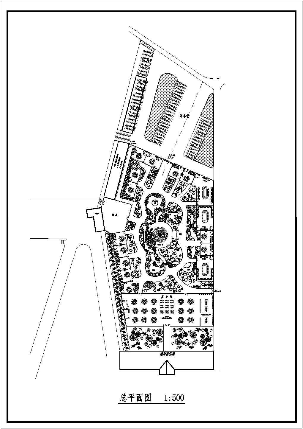 某地区游园餐厅绿化设计CAD平面图