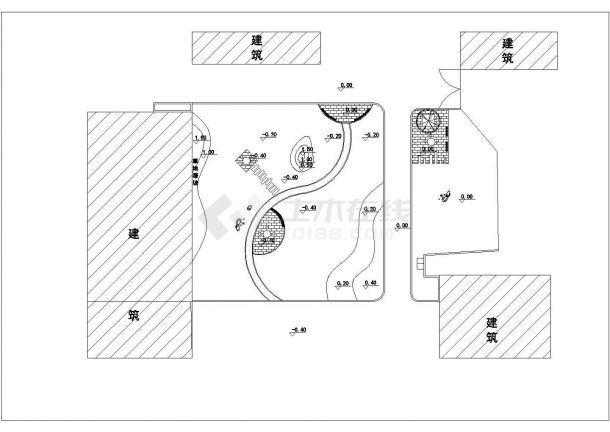 某地区小游园绿化节点CAD施工详图-图二