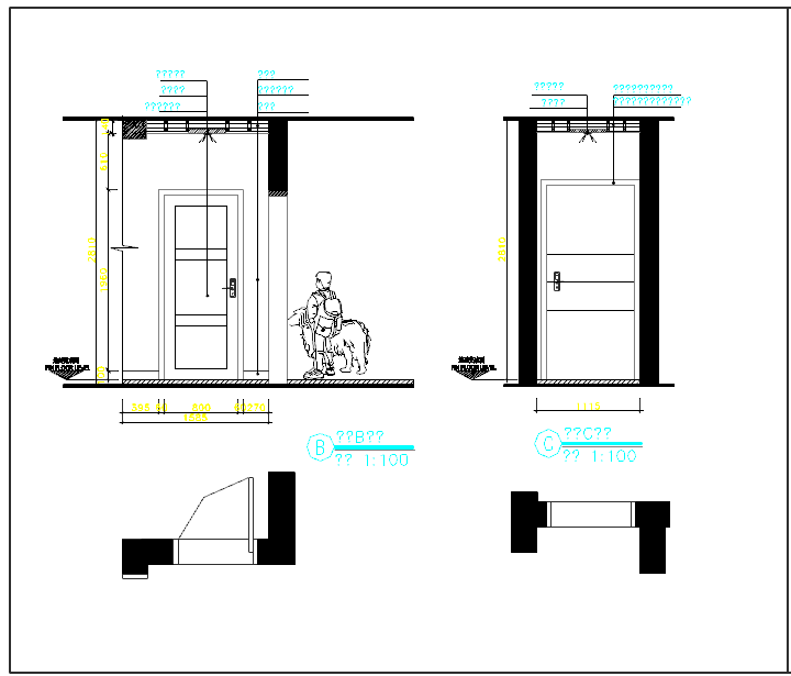 中式简约风格三室两厅室内装修施工图（附效果图）