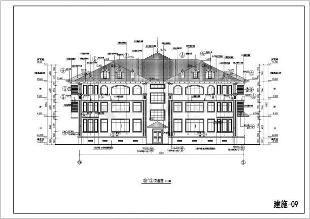 某3层框架结构别墅建筑和结构全套施工图（带效果图）-图一