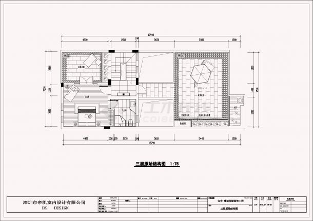 【保安】现代中式三层带地下室别墅室内装修施工图（附效果图）-图一