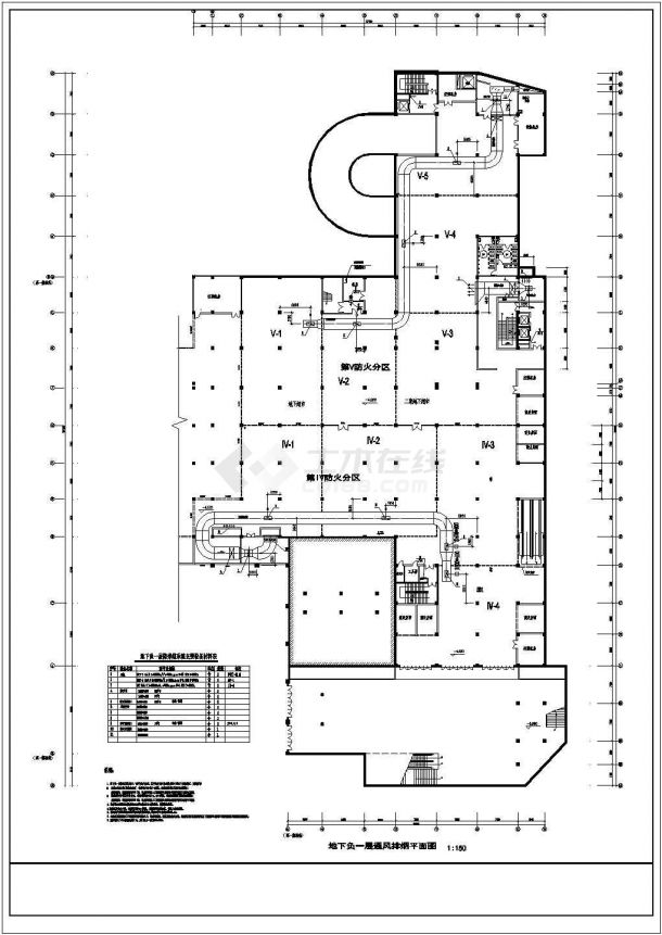 四川某地区中小型综合楼地下室三层通风暖通设计cad施工图-图一