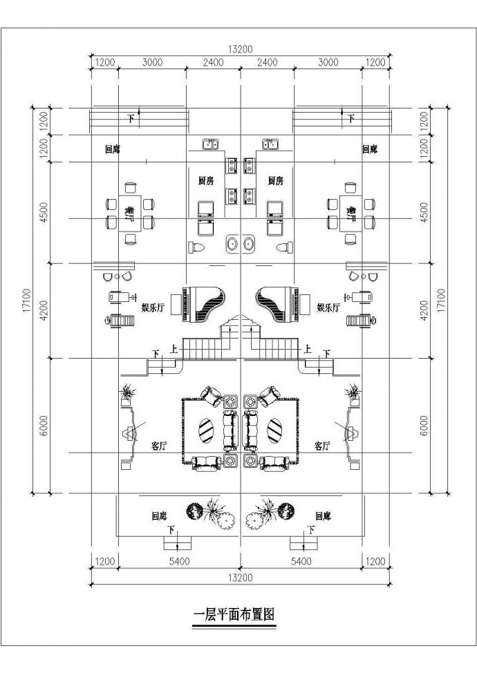 某小三层现代联拼别墅建筑设计方案图_图1