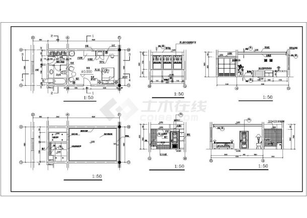 宾馆标准间建筑全套设计施工CAD图纸-图二